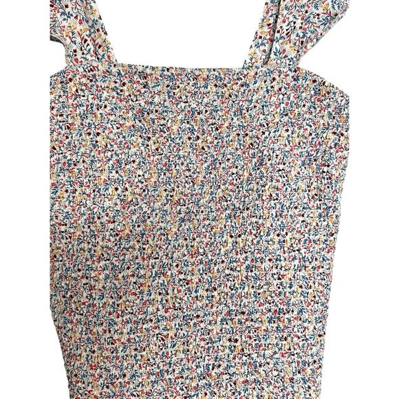 Old Navy Fully Smocked Tank Top Women’s Sz M Ditsy Floral Ruffle Coquette Fairy - Picture 3 of 9